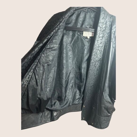🖤 VTG 1980s WINLOCK GENUINE LEATHER JACKET COAT LEOPARD ANIMAL CONTRAST MEDIUM - Picture 10 of 14
